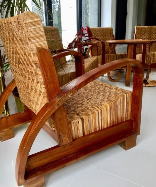 ELEGANT AND RARE ART DECO CANE SOFA AND CHAIR SET C1930 - ADDITIONAL PHOTO 9