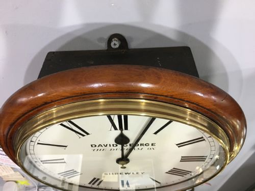EX PUB WALL CLOCK FUSEE MOVEMENT MAHOGANY CASE C19TH - ADDITIONAL PHOTO 6