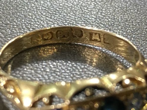 EDWARDIAN 1914 SAPPHIRE DIAMONDS RING 18CT SIZE M - ADDITIONAL PHOTO 2