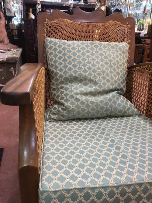 ORIGINAL PAIR ART DECO CANE ARMCHAIRS RECENTLY REUPHOLSTERED AND RECANED C192030 - ADDITIONAL PHOTO 2