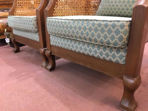 ORIGINAL PAIR ART DECO CANE ARMCHAIRS RECENTLY REUPHOLSTERED AND RECANED C192030 - ADDITIONAL PHOTO 5