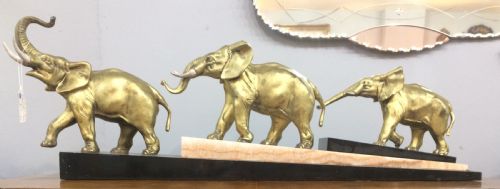 french art deco family of elephants c1920 - CATEGORY: ANTIQUE METAL - DATED 1920