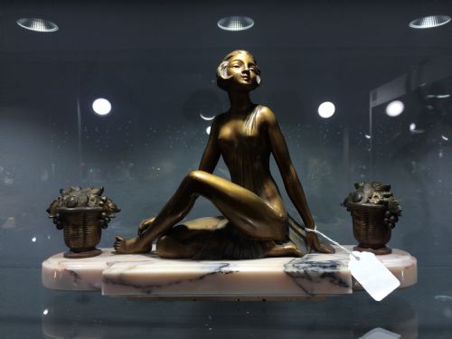 original french art deco casting scantily clad girl c1925 - CATEGORY: ANTIQUE METAL - DATED 1920