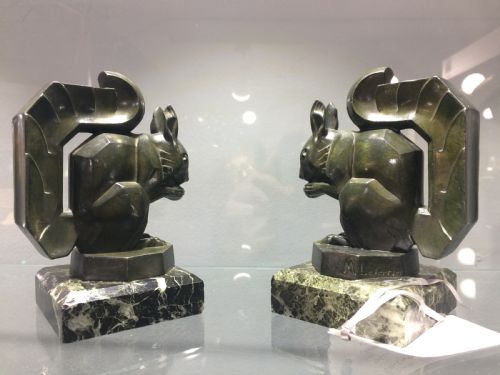 PAIR OF ART DECO SQUIRREL BOOKENDS BY MAX LE VERRIER C192030 SIGNED IN CASTS - ADDITIONAL PHOTO 2