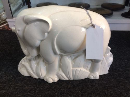 french art deco craquele elephant by st clements - CATEGORY: ANTIQUE CERAMICS - DATED 1920