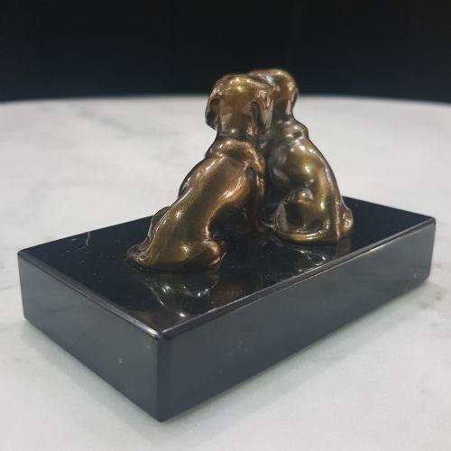 BRONZE DACHSHUNDS COLD PAINTED C1910 AUSTRIAN STATUE - ADDITIONAL PHOTO 3