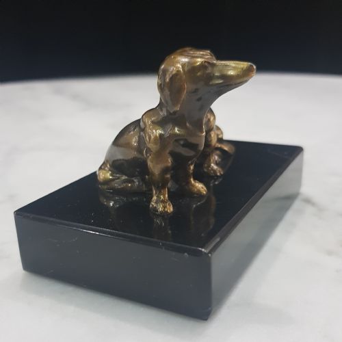 BRONZE DACHSHUNDS COLD PAINTED C1910 AUSTRIAN STATUE - ADDITIONAL PHOTO 5