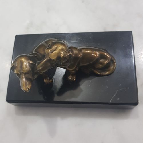 BRONZE DACHSHUNDS COLD PAINTED C1910 AUSTRIAN STATUE - ADDITIONAL PHOTO 6