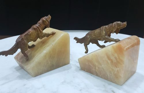 COLD PAINTED SETTER DOGS BOOKENDS ON ONYX BASES 1920S - ADDITIONAL PHOTO 10