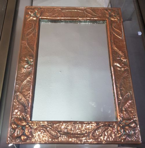 ARTS CRAFTS COPPER MIRROR C1910 ART NOUVEAU - ADDITIONAL PHOTO 1
