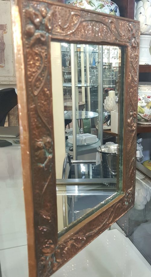 ARTS CRAFTS COPPER MIRROR C1910 ART NOUVEAU - ADDITIONAL PHOTO 4