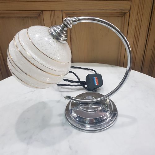 FRENCH ART DECO TABLE LAMP CHROME SWAN NECK TILTING SHADE C1925 - ADDITIONAL PHOTO 4