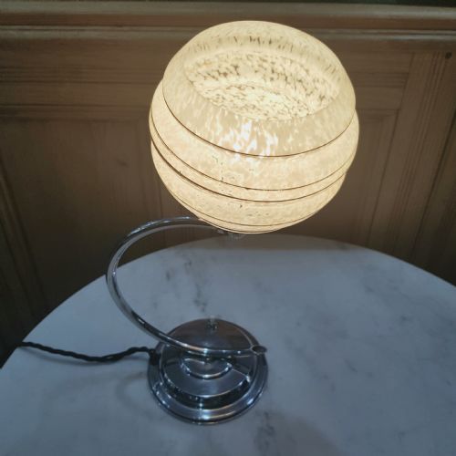 FRENCH ART DECO TABLE LAMP CHROME SWAN NECK TILTING SHADE C1925 - ADDITIONAL PHOTO 7