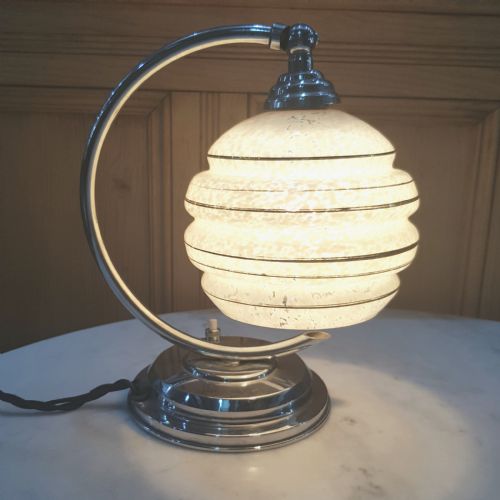 FRENCH ART DECO TABLE LAMP CHROME SWAN NECK TILTING SHADE C1925 - ADDITIONAL PHOTO 8