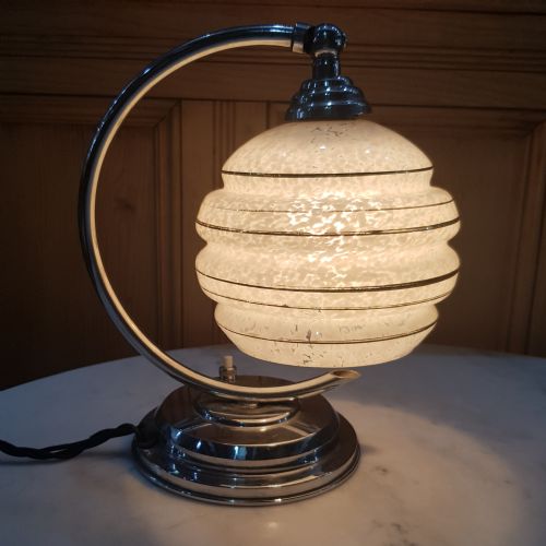 FRENCH ART DECO TABLE LAMP CHROME SWAN NECK TILTING SHADE C1925 - ADDITIONAL PHOTO 9