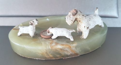 AUSTRIAN BRONZE TERRIERS ON ONYX TRAY C1920 - ADDITIONAL PHOTO 3
