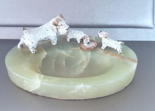 AUSTRIAN BRONZE TERRIERS ON ONYX TRAY C1920 - ADDITIONAL PHOTO 9