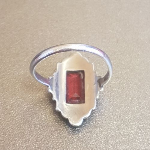 ART DECO SILVER MARCASITE PINK TOURMALINE PASTE RING SIZE K - ADDITIONAL PHOTO 11