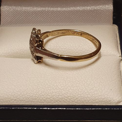 ART DECO 9 DIAMOND ON PLATINUM GOLD SQUARE RING SIZE O - ADDITIONAL PHOTO 3