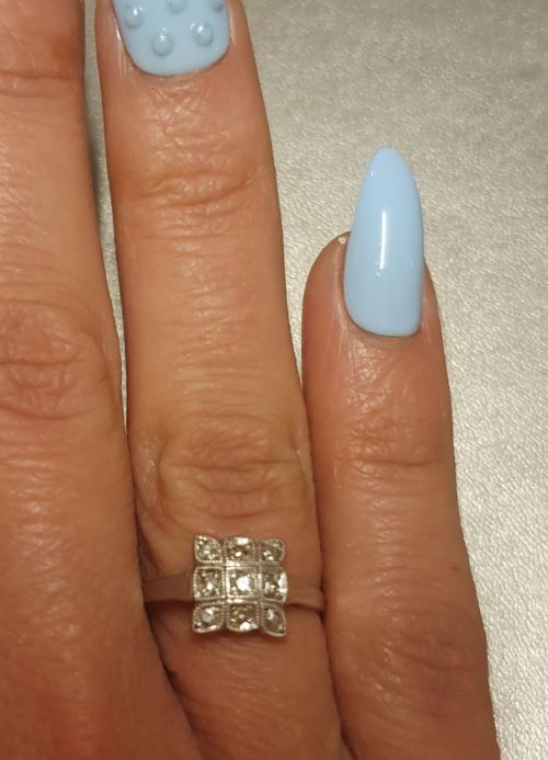 ART DECO 9 DIAMOND ON PLATINUM GOLD SQUARE RING SIZE O - ADDITIONAL PHOTO 5