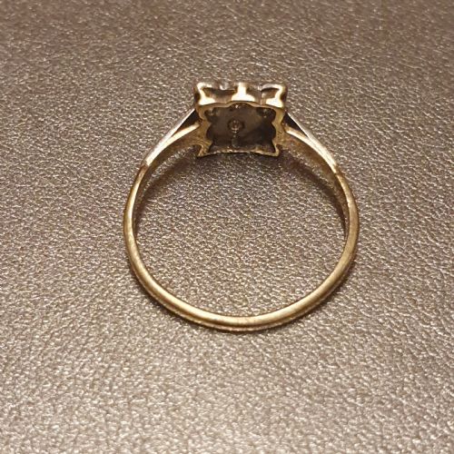 ART DECO 9 DIAMOND ON PLATINUM GOLD SQUARE RING SIZE O - ADDITIONAL PHOTO 9