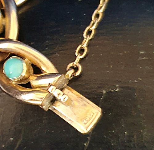 15 CARAT GOLD TURQUOISE VICTORIAN ERA BRACELET IN ANTIQUE BOX - ADDITIONAL PHOTO 3
