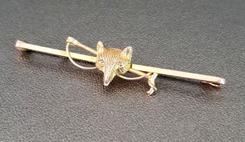 FOX 9 CARAT GOLD PIN BROOCH 1910 BY EQUESTRIAN JEWELLER ALFRED JAMES HOW - ADDITIONAL PHOTO 1