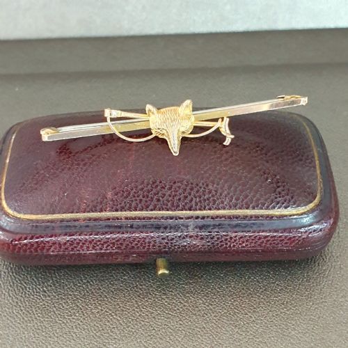 FOX 9 CARAT GOLD PIN BROOCH 1910 BY EQUESTRIAN JEWELLER ALFRED JAMES HOW - ADDITIONAL PHOTO 4
