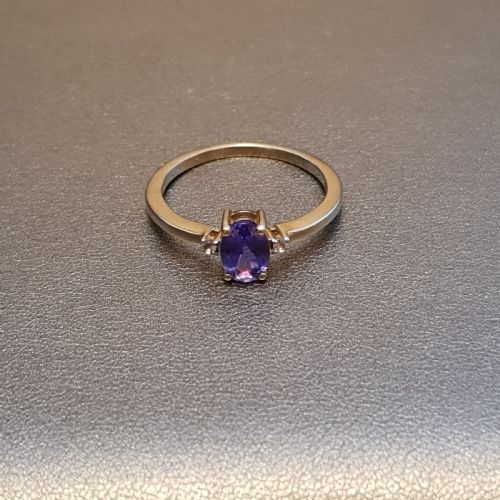TANZANITE DIAMOND RING ON 9CT GOLD SIZE P P - ADDITIONAL PHOTO 2