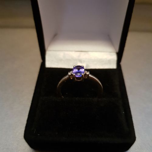 TANZANITE DIAMOND RING ON 9CT GOLD SIZE P P - ADDITIONAL PHOTO 3