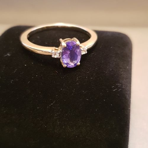 TANZANITE DIAMOND RING ON 9CT GOLD SIZE P P - ADDITIONAL PHOTO 6