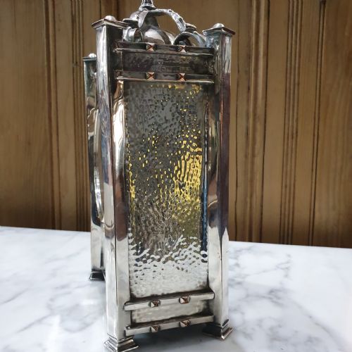 GEORGE WALTON SILVERPLATED COPPER CLOCK C1910 - ADDITIONAL PHOTO 1