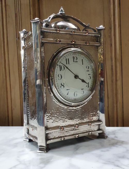 GEORGE WALTON SILVERPLATED COPPER CLOCK C1910 - ADDITIONAL PHOTO 2