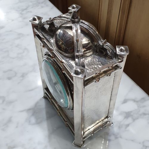 GEORGE WALTON SILVERPLATED COPPER CLOCK C1910 - ADDITIONAL PHOTO 3