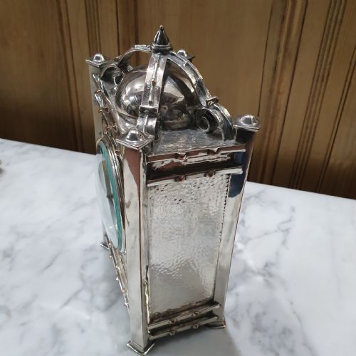 GEORGE WALTON SILVERPLATED COPPER CLOCK C1910 - ADDITIONAL PHOTO 5