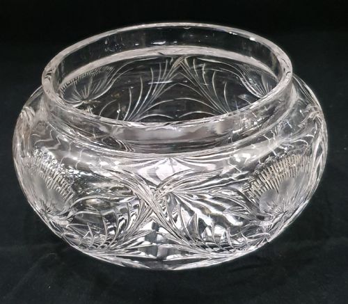 GOLD GUILLOCHE ON STERLING LONDON 1915 GLASS POWDER BOWL - ADDITIONAL PHOTO 6