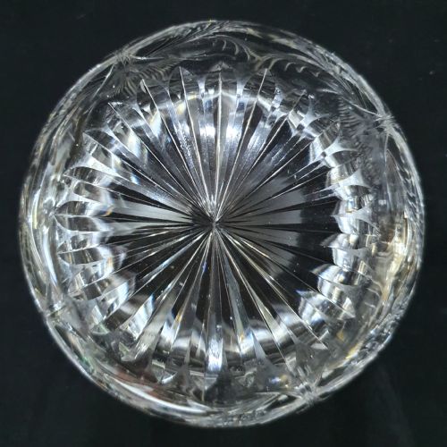 GOLD GUILLOCHE ON STERLING LONDON 1915 GLASS POWDER BOWL - ADDITIONAL PHOTO 7