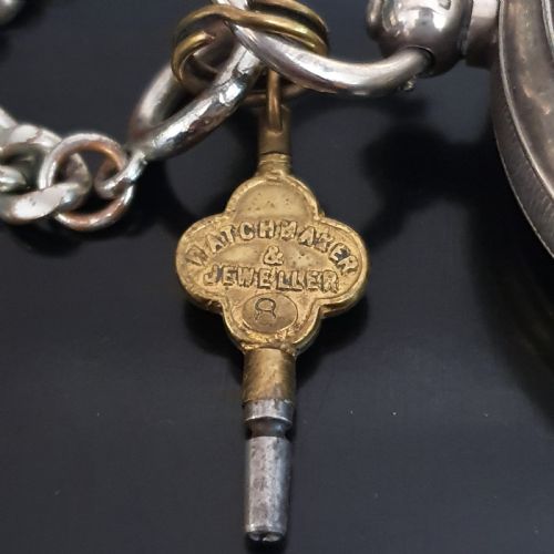 IMPROVED PATENT SILVER POCKET WATCH 1906 CHESTER ON STERLING T BAR CHAIN - ADDITIONAL PHOTO 7