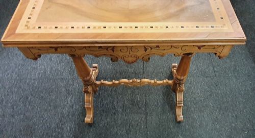 19TH CENTURY ITALIAN PARQUETRY OLIVE WOOD SYCAMORE WALNUT LADIES' DRESSING SIDE BOUDOIR TABLE WITH DRAWER KEY - ADDITIONAL PHOTO 4