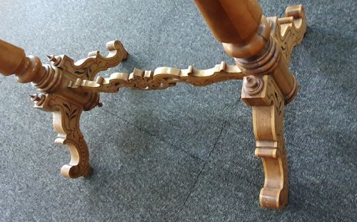 19TH CENTURY ITALIAN PARQUETRY OLIVE WOOD SYCAMORE WALNUT LADIES' DRESSING SIDE BOUDOIR TABLE WITH DRAWER KEY - ADDITIONAL PHOTO 7