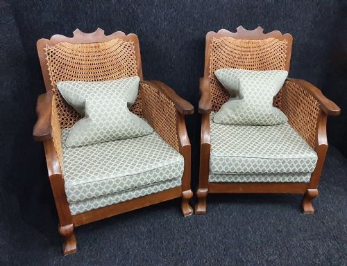 ART DECO BERGERE ARMCHAIRS REUPHOLSTERED RECANED C1930 - ADDITIONAL PHOTO 1