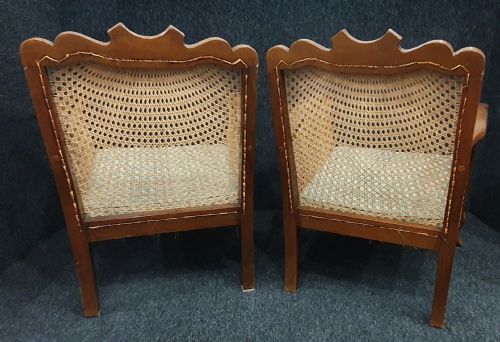 ART DECO BERGERE ARMCHAIRS REUPHOLSTERED RECANED C1930 - ADDITIONAL PHOTO 2