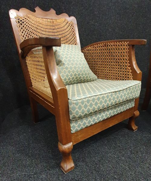 ART DECO BERGERE ARMCHAIRS REUPHOLSTERED RECANED C1930 - ADDITIONAL PHOTO 3