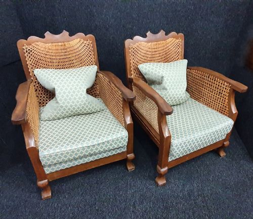 ART DECO BERGERE ARMCHAIRS REUPHOLSTERED RECANED C1930 - ADDITIONAL PHOTO 6
