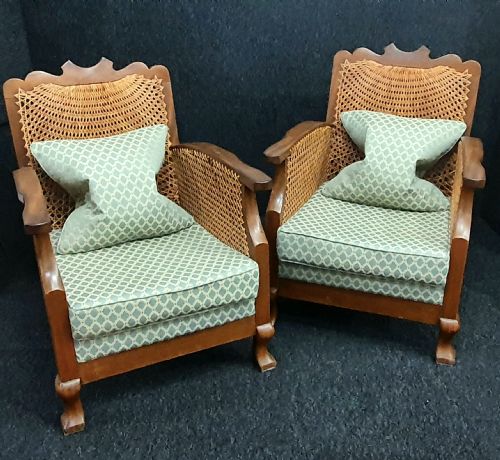 ART DECO BERGERE ARMCHAIRS REUPHOLSTERED RECANED C1930 - ADDITIONAL PHOTO 7