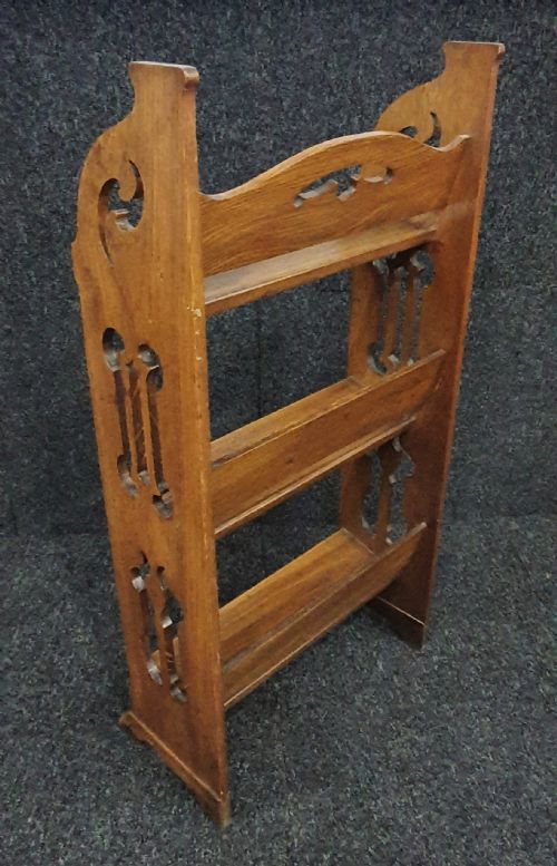 ARTS CRAFTS OAK BOOKSHELVES FREESTANDING C1910 - ADDITIONAL PHOTO 2