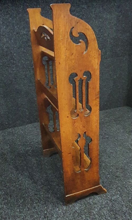 ARTS CRAFTS OAK BOOKSHELVES FREESTANDING C1910 - ADDITIONAL PHOTO 3