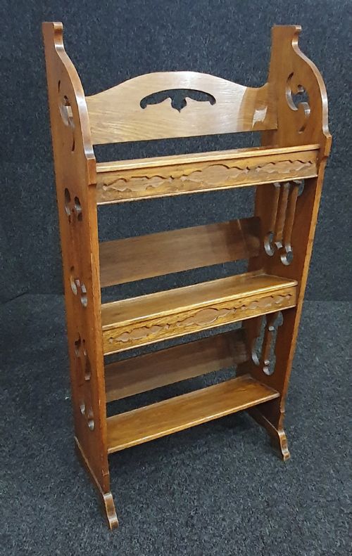 ARTS CRAFTS OAK BOOKSHELVES FREESTANDING C1910 - ADDITIONAL PHOTO 4