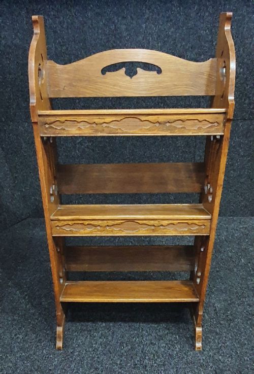 ARTS CRAFTS OAK BOOKSHELVES FREESTANDING C1910 - ADDITIONAL PHOTO 6