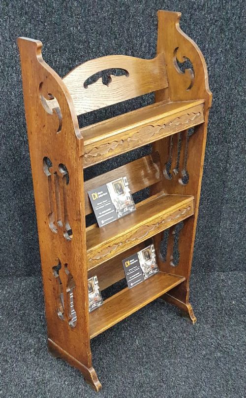 ARTS CRAFTS OAK BOOKSHELVES FREESTANDING C1910 - ADDITIONAL PHOTO 7